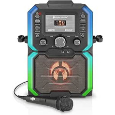 Dziedāšanas mašīna SMC273 SingCast Black EU karaoke sistēma ar mikrofonu un Bluetooth, lieliski piemērota ballītēm un pasākumiem.