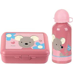 Sterntaler Mabel Mouse pusdienu komplekts, pusdienu kaste 19 x 14 cm un alumīnija dzeramā pudele 400 ml ar dzīvnieku motīviem, pusdienu komplekts bērnudārzam un skolai