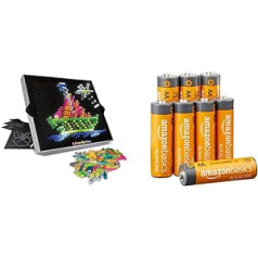 Lite Brite Basic Fun 2215 Ultimate Classic, gaišs zīmēšanas dēlis, LED zīmēšanas dēlis ar krāsām, radošai spēlei, vecums 4+ un Amazon Basics AA sārma baterijas, jaudīgs, 1,5 V, 8 gab. iepakojumā