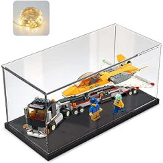 Acrylic Display Case Clear for Lego Action Figures Funko Pop Model Sculpture Transparent Plexiglass Display Box for Collection Dust Protection Display Box for Storage Toys Black, 40 x 20 x 20 cm