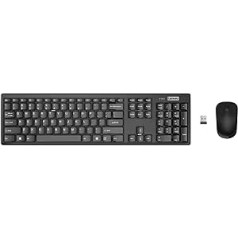 Lenovo Ambidextrous 100 bezvadu tastatūras un peles kombinācija, 1000 DPI peles optiskais sensors, līdz pat 3 miljoniem klikšķiem, īpaši plānā ūdensizturīga tastatūra, 2,4 GHz bezvadu nano USB