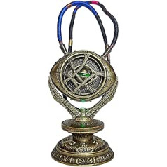 Doctor Strange — Eye of Agamotto metāla kaklarota ar LED apgaismojumu, 1:1 Prop Replica Luminous kulons, rokām darināta pīta kaklarota ar Cosplay statīvu, MCU fani un kolekcijas