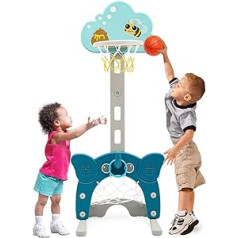 Bērnu basketbola statīvs, regulējams augstums, 4-in-1 regulējams basketbola statīvs, futbola vārtu gredzens, metiens, golfs, iekštelpās un ārā, maziem bērniem, sporta rotaļlieta