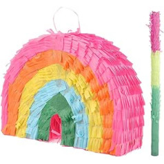 Zerodeko Pinata varavīksne ar mazām pinatām dzimšanas dienas svinībām Krāsaini Pinata dzimšanas dienas rotājumi Varavīksnes konfekšu aksesuāri ballīšu dekorēšanai