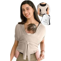 Konny Baby Carrier oriģināls AirMesh — pielāgota izmēra bērnu pārvadātājs, bez problēmām, viegli pārnēsājams, lieliski piemērots jaundzimušajiem līdz 20 kg (bēšs, 3XL)