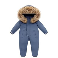 Mazuļu slēpošanas kostīms viengabalains sniega kostīms, bērnu ziemas kombinezons ar kapuci, meiteņu zēnu ziemas tērpi/zils 18-24 mēn.