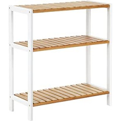 Songmics Bamboo Shelf, Shoe Rack with 3 Shelves, Plant Shelf, Multifunctional, Hallway, Bathroom, Living Room, Balcony or in the Kitchen, Natural White BCB33WN