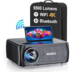 Wimius Projektors, Full HD 5G WiFi Bluetooth projektors, 9500 lūmenu 1080P video projektors 4P/4D Keystone korekcijas 300 collu displejs LED mājas kinozāles projektors saderīgs ar Fire Stick, Xbox, viedtālruni