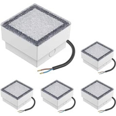 ledscom.de LED bruģakmens padziļināts grīdas apgaismojums CUS lietošanai ārpus telpām, IP67, kvadrātveida, 10 x 10 cm, vēsi balts, iepakojumā 5