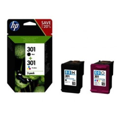 HP rašalo rinkinys hp 301+hp 301, hp301+hp301=n9j72ae, yra juodos ir spalvotos, ch561ee+ch562ee, pakeistas cr340ee, j3m81ae