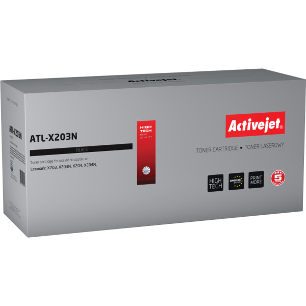 Effiki Activejet atl-x203n toneris (aizstājējs lexmark x203a21g; supreme; 2500 lapas; melns)