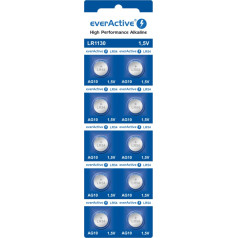 Everactive alkaline batteries mini ag10 g10 lr1130 lr54, blister of 10 pcs. evag10