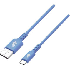 USB-USB C 1m silikona zils ātrās uzlādes kabelis