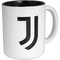 Septiņas Juventus keramikas krūze ar logotipu, balta, 325 ml, mazgājama trauku mazgājamā mašīnā