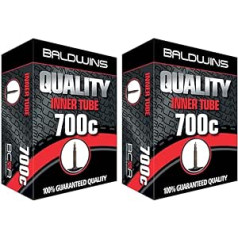 Baldwins Bicycle Inner Tubes 700 x 28 C to 45 C (fits all 28c, 30c, 32c, 35c, 38c, 40c, 42c, 45c) Presta / French Valves (Pack of 2)