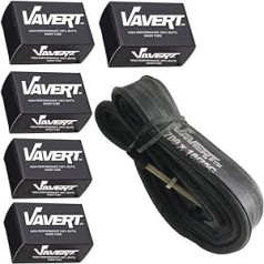 Vavert Unisex Presta vārsts (60 mm) — 5 iekšējo cauruļu iepakojums, 700 x 18/25 c, melns