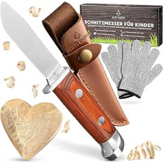 ALTIVATIV - Carving Knife Children from 6 Years [Great Gift] Cut-resistant Carving Gloves for All Ages - Extra E-Book Instructions - Pocket Knife Set with Knife Sheath - Children's Knife from 6 Years