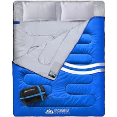 IFORREST Double Sleeping Bag for Adults - 2 People Cold Weather (3-4 Seasons) Camping Bed, Extra Wide & Warm, King Size XL with 2 Pillows