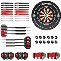 WINMAU Blade 6 Professional Bristle Classic Dartboard ar Dartboard Surround un piederumu komplektu (2 šautriņu komplekti)