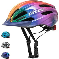 Exclusky Bicycle Helmet Children's Boys 50-57 cm Children's Bicycle Helmet with Light Children's Bicycle Helmet with Visor Bicycle Helmet Girls Multiple Ventilation Helmet Children 5-13 Years