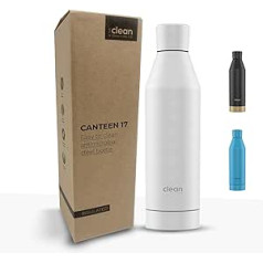 Clean Hydration Co Canteen 17 Easy Clean vakuumizolēta nerūsējošā tērauda ūdens pudele ar noņemamu pamatnes vāciņu (balts)