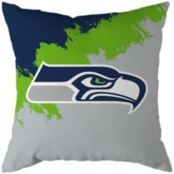 NFL Seattle Seahawks Futbola spilvens Brush Spilvens Dīvāna Spilvens 50 x 50 cm, daudzkrāsains