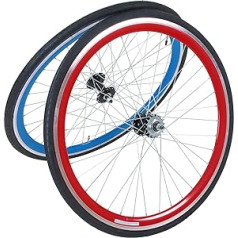 Galano Fixie riteņu pāri 700c viena ātruma fiksētie zobratu riteņi ar lāpstiņu (zils/sarkans)