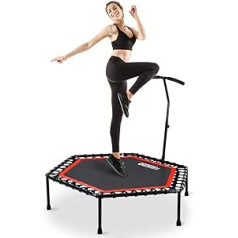 OneTwoFit Durchmesser Leises Trampolin mit höhenverstellbarem Haltegriff, Fitness-Trampolin Training wie im Fitness-Studio Trainer Workout für Erwachsene