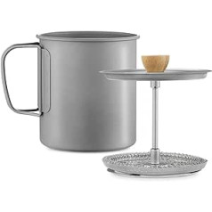 Navaris titāna krūze ar nerūsējošā tērauda franču presi - 750 ml - French Press Kafijas automāts Diametrs 9,5 x 11 cm - Kafijas automāts presēšanai - Arī tējai