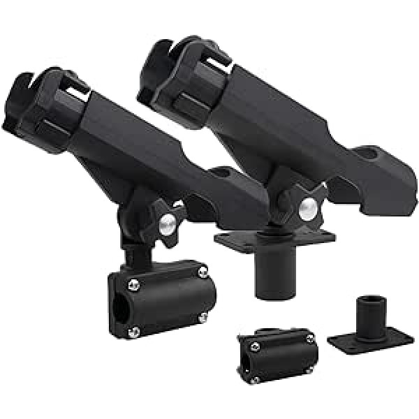 Bekith 2 Pack Adjustable Power Lock Rod Holder with Combo Mount, Black Finish