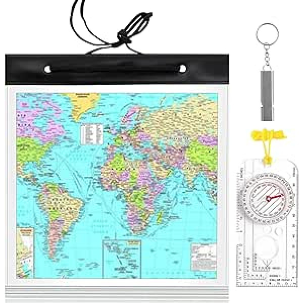 Navigation Compass, Orientation Compass, Hiking Compass, Map, Reading, Expedition Compass, Explorer Compass, with Waterproof Map Sleeve and Emergency Whistle for Camping, Walking, Mountaineering