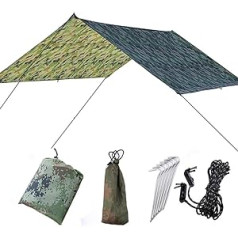 Doofang Camping Hammock / Tent / Rain Tarp , 3 m x 3 m, Waterproof, Ultra-Light, UV and Sun Protection, Rain Protection, for Camping and Backpacking, camouflage