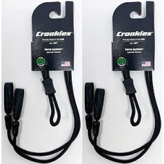 CROAKIES Terra Max regulējami izlaižamās virves drošības brilles, saulesbriļļu fiksators, sporta siksna, siksna, aukla, kakla turētājs (2x) komplekts ar koalas briļļu audumu (XL) - melns