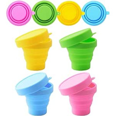 SNSYGN Collapsible Silicone Cup, 4 Pack BPA Free Collapsible Silicone Travel Mug, Collapsible Cups with Sealing Lid, Lightweight Travel Cups for Picnic, Camping, Hiking, Travel