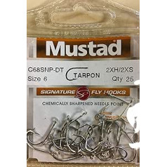 Mustad tarpun Haken 2 x H 2 x Kurz geschmiedet gerade Angeln Terminal Tackle (25 Pack), Duratin, Größe 6