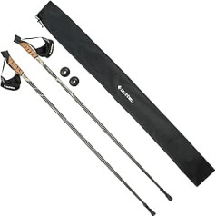 Carbon Hiking Poles, Ultralight Trekking Poles, Nordic Walking Poles with Rubber Stoppers, 110 or 115 cm, One-Piece Trekking Poles, Walking Sticks with Rubber Buffer for Men and Women