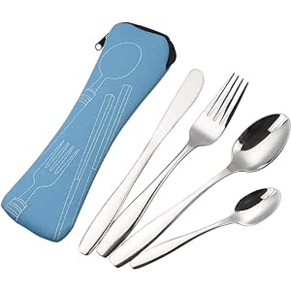 Gitany Camping cutlery, picnic cutlery set, cutlery sets with bag, 4 pieces