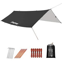 KingCamp Rain Fly Tarp viegls pārnēsājams ūdensnecaurlaidīgs un UV izturīgs, ideāli piemērots šūpuļtīklam, pārgājieniem, makšķerēšanai, piknikam vai pludmalei