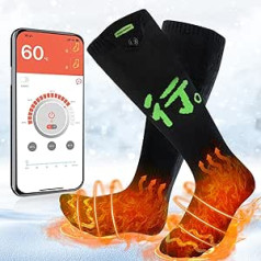 Beheizbare Socken, elektrisch Beheizte Socken Damen Herren, APP-Steuerung, Batteriebetrieben Beheizbare Sohlen zum Wandern Radfahren Camping Skifahren Jagen, Wiederaufladbare Winter Heizsocken