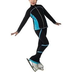 COYI Čiuožimo striukės su kelnių rinkiniu Vaikams Mergaičių spiralinės striukės ilgomis rankovėmis Viršutinė čiuožimo kostiumėlis Vilnas čiuožimo treniruočių apranga (dydis: 150, spalva: mėlyna)