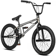 AVASTA 20 collu bērnu brīvā stila BMX velosipēdi 6-14 gadus veciem zēniem un iesācējiem ar 4 tapām, pelēks