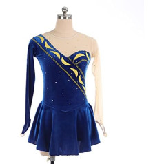 YDHTIZ sieviešu profesionālās daiļslidošanas sacensību kleitas zilas, bērnu meitenes ar garām piedurknēm triko balerīnu tērpi, sacensību treniņi, atlēti, sieviešu