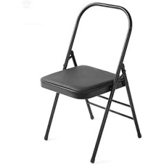 Metal Folding Yoga Chair, Iyengar Yoga Chair, Backless Yoga Chair, Double Beam Yoga Chair for Adults, Suitable for Home, Gym, Black