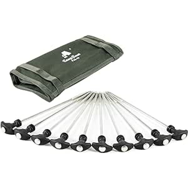 CampFeuer - T-Pegs, Heringe, Erdnägel für Campingzelt, Bivvy, Anglerzelt und Pavillon, Auswahl in Menge und Länge (10 Stück à 30 cm)