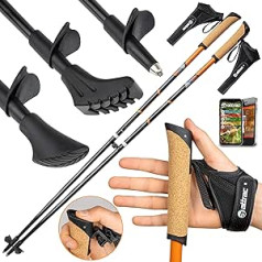 Attrac Nordic Walking Poles Carbon Lightweight with Wrist Straps Including Workout | Free - Nordic Walking/Fitness App