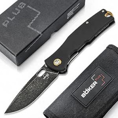 BÖKER PLUS® Fieldfolder - Folding Knife (One-Handed Knife) with 8 cm D2 Steel Blade Elegant - Outdoor Pocket Knife with G10 Handle & Case - EDC Knife with Clip & Stainless Steel Linerlock