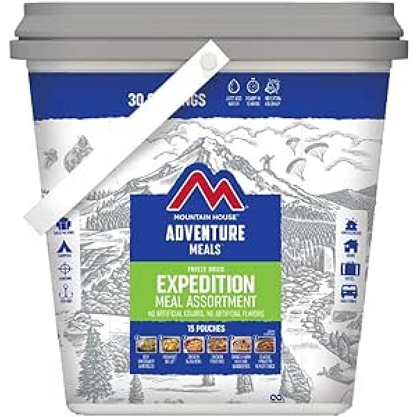 Mountain House Expedition Bucket Dried Dried Backpacking & Food 30 porcijas