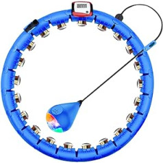 KUWAN Smart Fitness Adult Hula Hoop, 24 kustīgas un regulējamas daļas, ar 360 grādu masāžu un inteliģentu datu ierakstīšanu, nenokrīt, zils