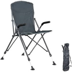 Portal Foldable Camping Chair, 120 kg, High Backrest, Folding Fishing Chair with Height-Adjustable Chair Legs, Hard Armrests, Adjustable Chair Feet, Folding Chair, Camping, Portable for Camping,