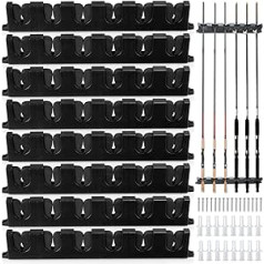 Jexine 4 Pairs Horizontal Fishing Rod Holders, Wall Mounted Fishing Rod Holder, Fishing Rod Organizer, 6 Rod Storage Racks for Garage and Boat